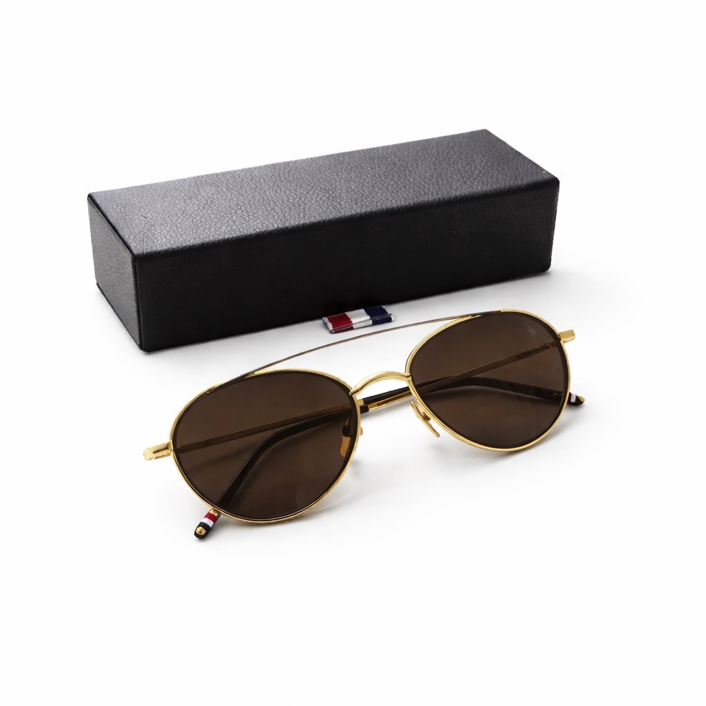 Thom Browne Tb109 Gold Aviator Sunglasses Brand New W Case